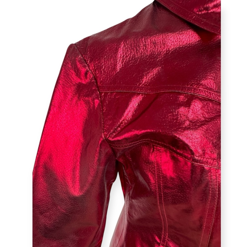 Vtg Maxima Metallic Leather Jacket - Picture 13 of 16